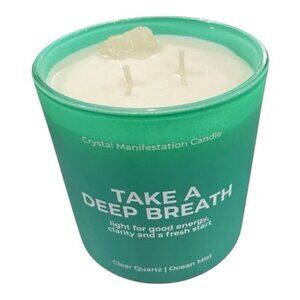 Jill & Ally Take A Deep Breath Clear Quartz Crystal Manifestation Candle Ocean